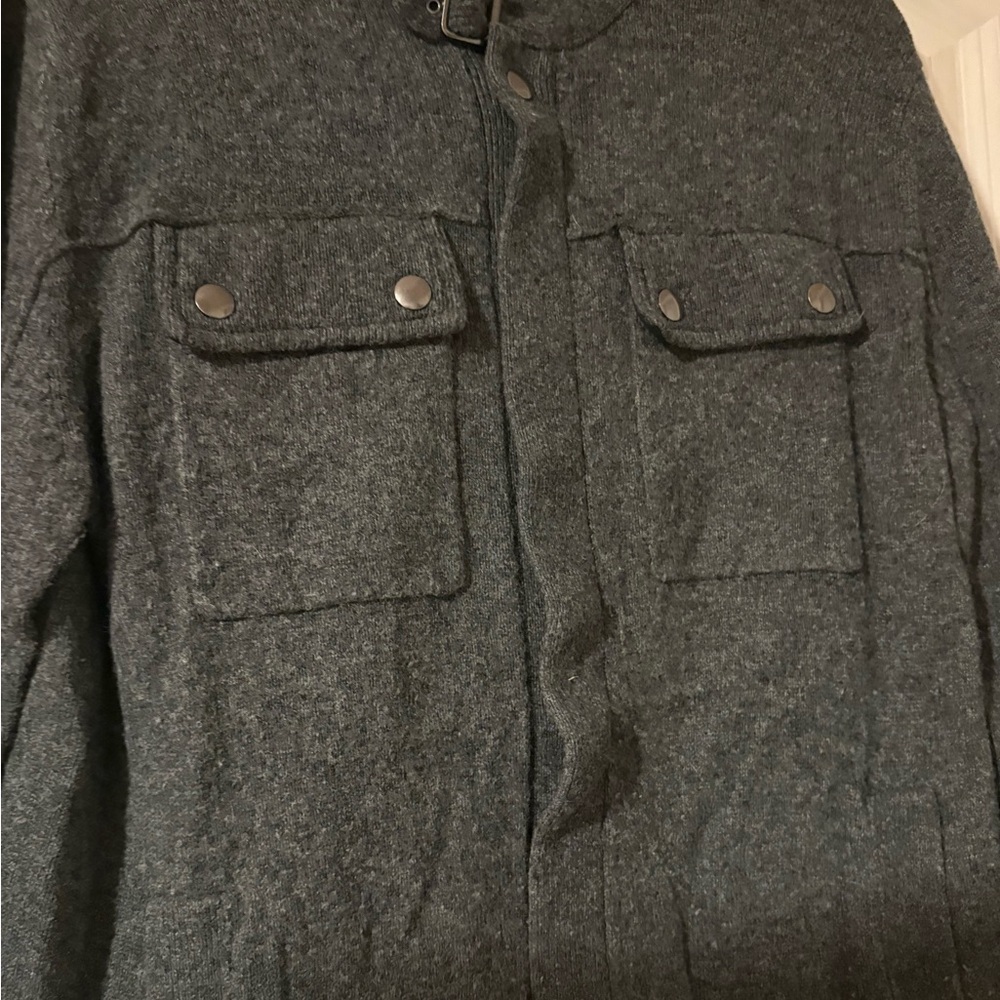 Banana Republic Men' S Moto Sweater Jacket Charcoal Gray Medium View 2